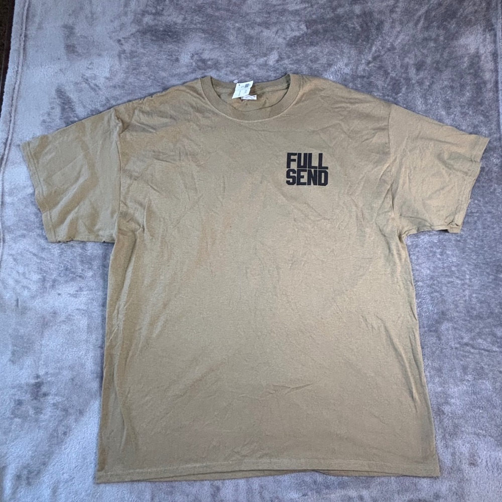 Full Send NSDQ Death Waits In The Dark T-Shirt Mens XL olive green graphic
